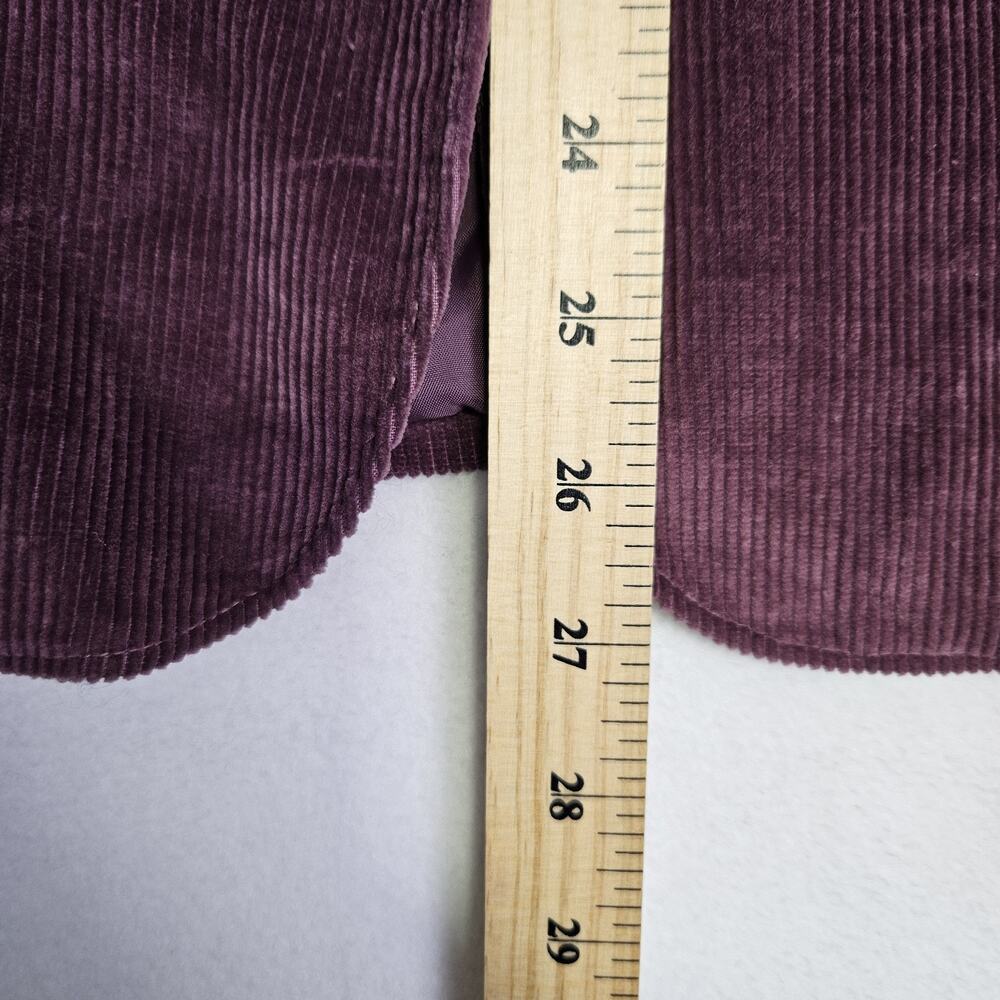 VTG 70s 80s Womens 12 Blazer Corduroy Jacket Japan Leather Button Plum Purple - Picture 15 of 16